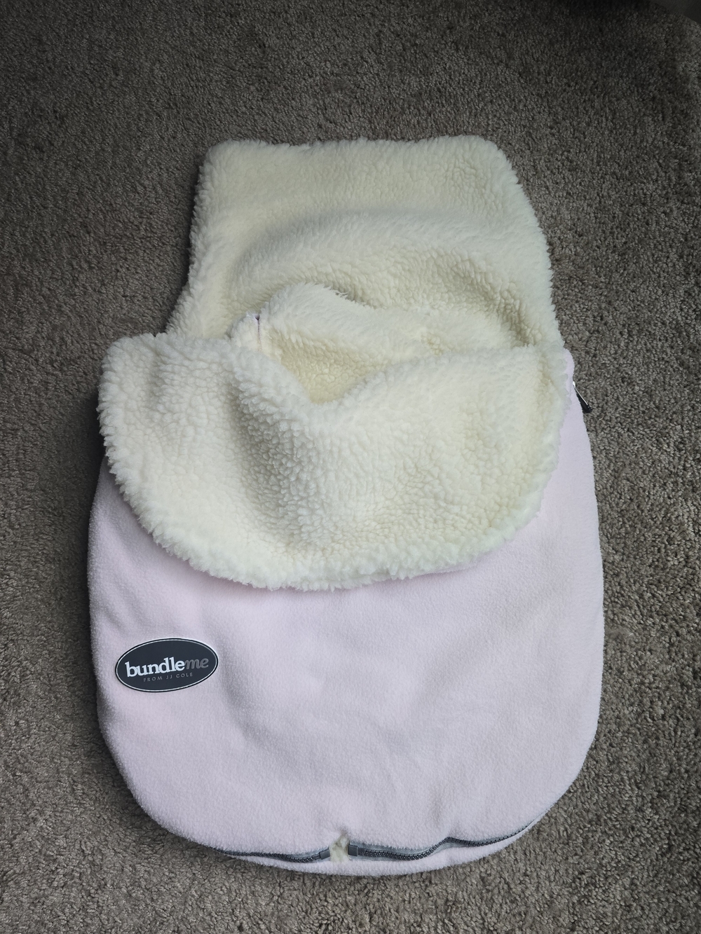 JJ Cole BundleMe Infant Footmuff in Pale Pink with Cream Sherpa